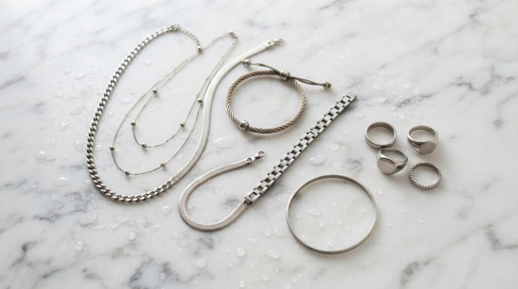 Flat lay product photography of assorted durable everyday je